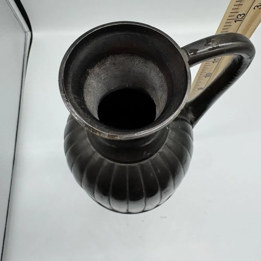 Antique Art Deco Black Metal Vase Urn Vintage Nouveau Europe